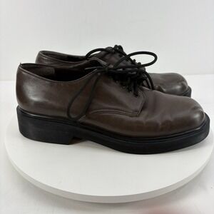 Nine West Cloud 9 Brown Leather Oxford Comfort Shoes Women's Size  7 Lace Up Y2K